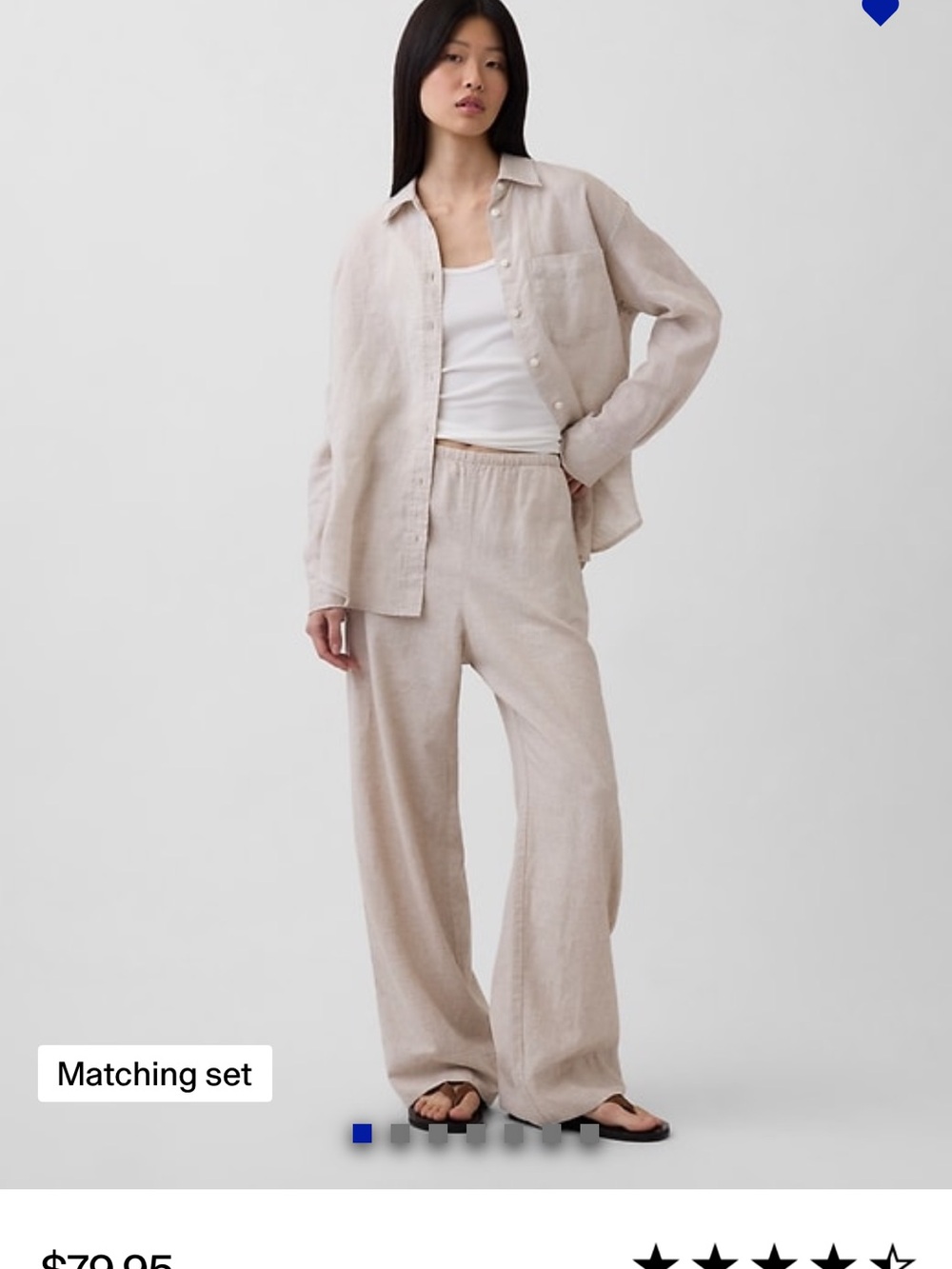 GAP Linen-Blend Easy Wide-Leg Pants in Beige